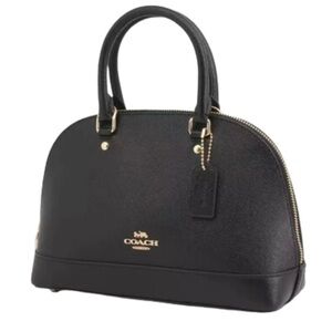 Coach Black Saffiano Leather Dome Satchel with Gold Hardware